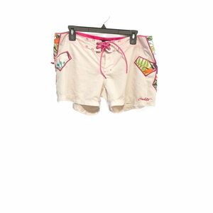 Cult Women’s Light Pink Athletic Shorts with Tropical Side Panels